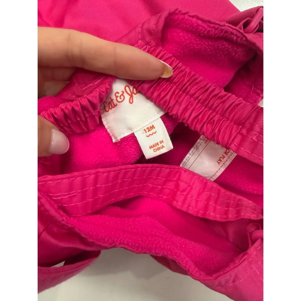 Cat & Jack Pink Insulated Snow Bibs Toddler Girls Size 12M Winter Overalls